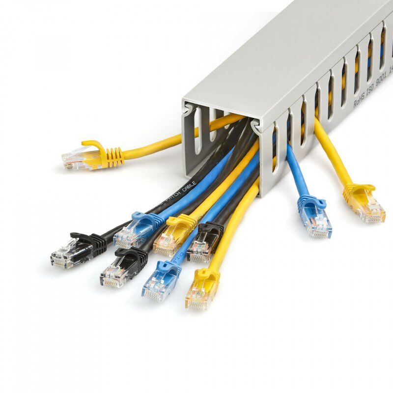 StarTech.com Open Slot Cable Management Raceway with Cover, 2"(50mm)W x 2"(50mm)H - 6.5ft(2m) length - 1/4"(8mm) Slots, 