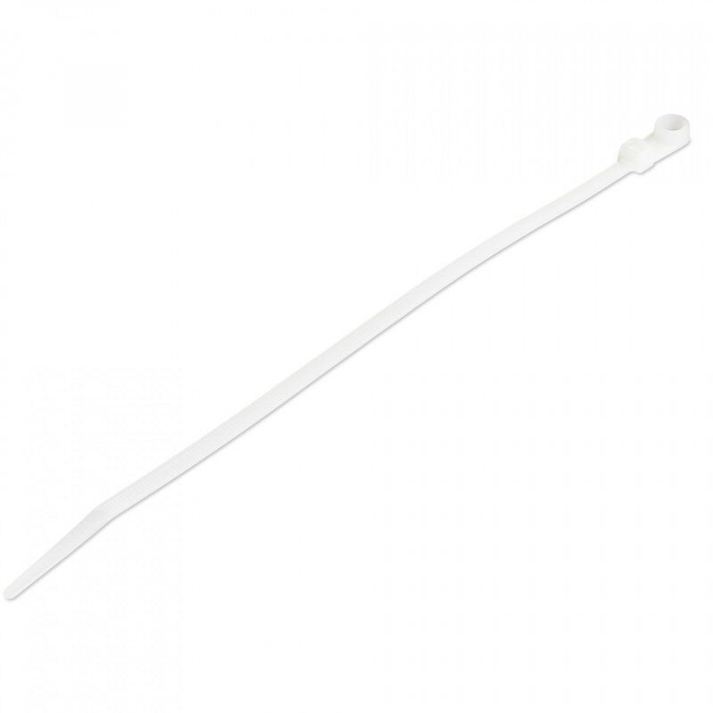 StarTech.com 8"(20cm) Cable Ties with Mounting Hole - 1/8"(4mm) wide, 2"(52mm) Bundle Diameter, 50lb(22kg) Tensile Stren