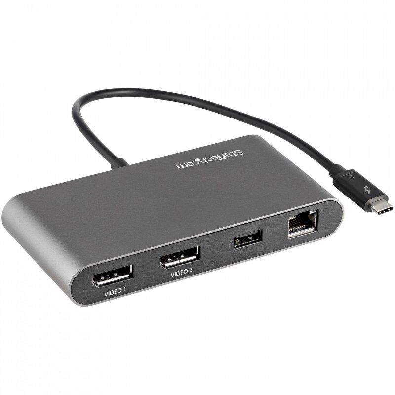 StarTech.com Mini Station d'Accueil Thunderbolt 3 - Dock Portable pour Deux Écrans avec DP 4K 60Hz, 1x hub USB-A (USB 3