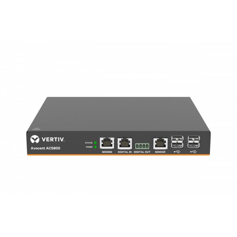 Vertiv Avocent 4-Port ACS800 Serial Console with analog modem, external AC/DC Power Brick - Jumper cord: Plug C14 to con