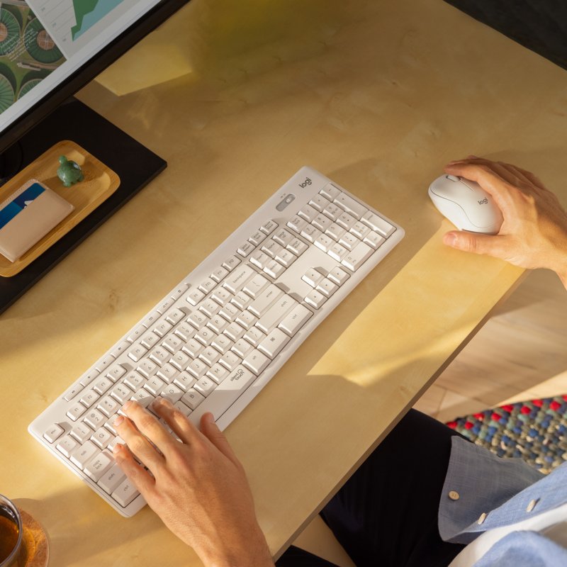 Logitech MK295 Silent Wireless Combo clavier Souris incluse RF sans fil QWERTY Anglais Blanc