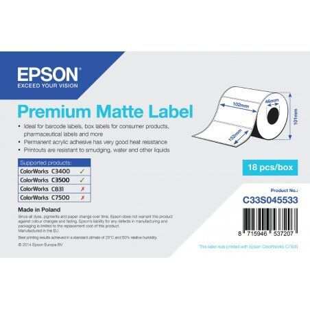 PREMIUM MATTE LABEL DIE-CUT 102MM X 152MM 225 LABELS