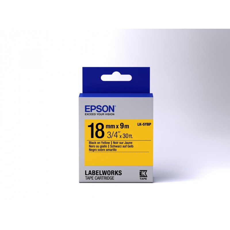Epson Label Cartridge Pastel LK-5YBP Black/Yellow 18mm (9m)