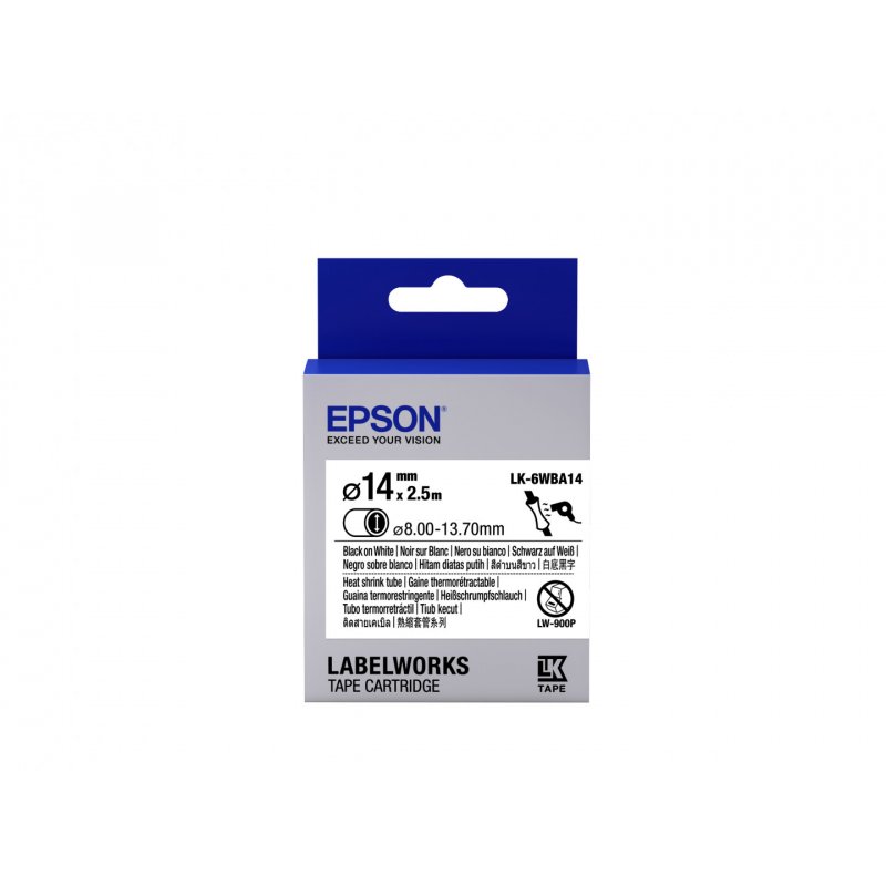 Epson Label Cartridge Heat Shrink Tube (HST) LK-6WBA14 Black/White D14mm (2.5m)