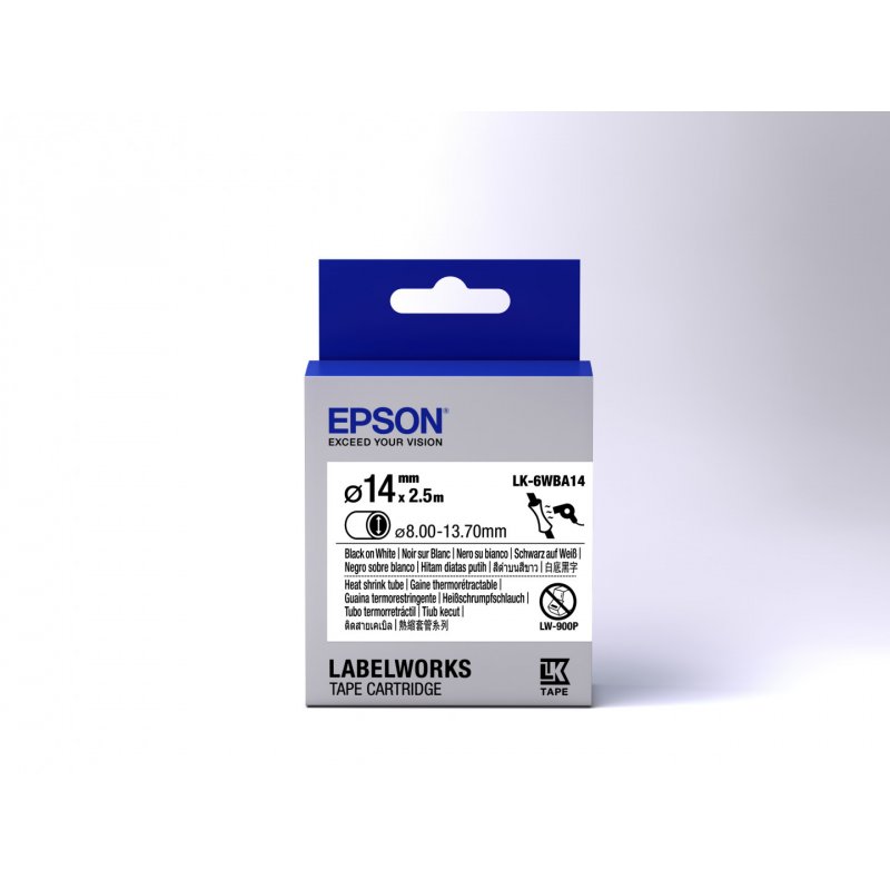 Epson Label Cartridge Heat Shrink Tube (HST) LK-6WBA14 Black/White D14mm (2.5m)
