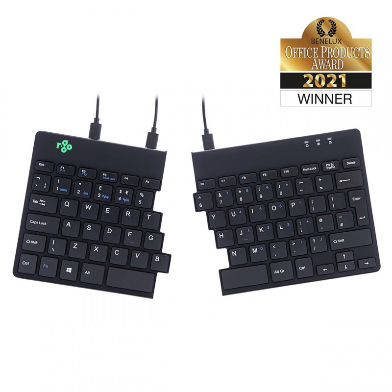 R-Go Tools Split R-Go Break Clavier Ergonomique, QWERTY (UK), noir, filaire