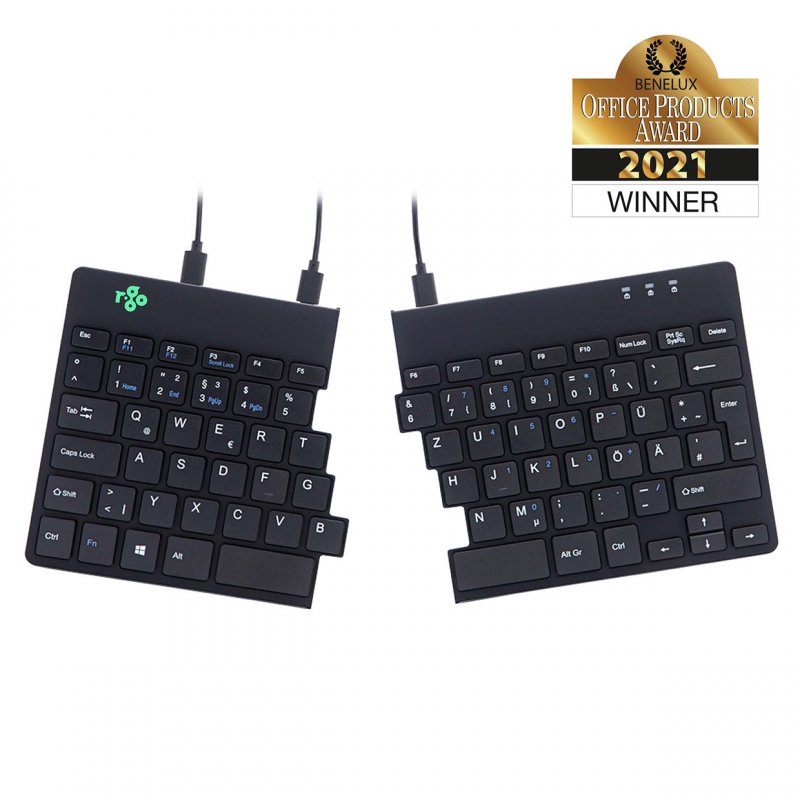 R-GO SPLIT ERGONOMIC KEYBOARD DE LAYOUT QWERTZ BLK WIRED       GR