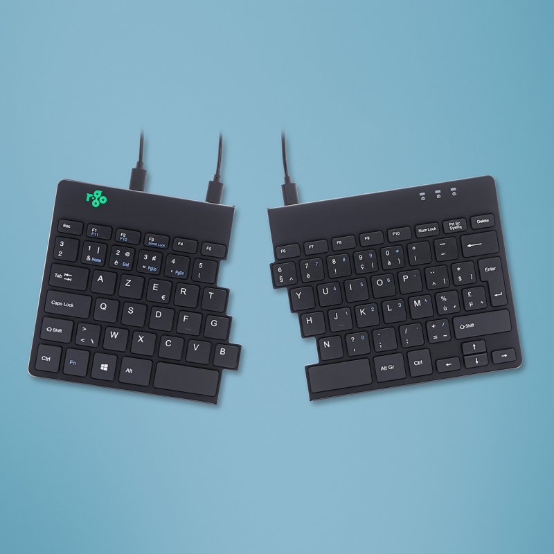 R-GO SPLIT ERGONOMIC KEYBOARD BE LAYOUT AZERTY BLK WIRED       BE