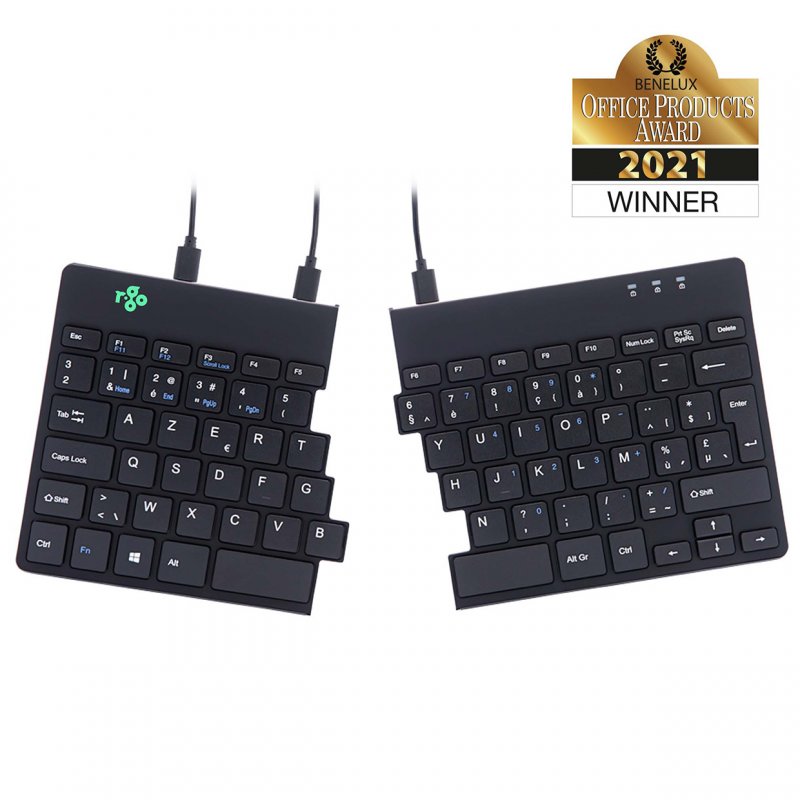 R-Go Tools Split R-Go Break Clavier Ergonomique, AZERTY (BE), noir, filaire