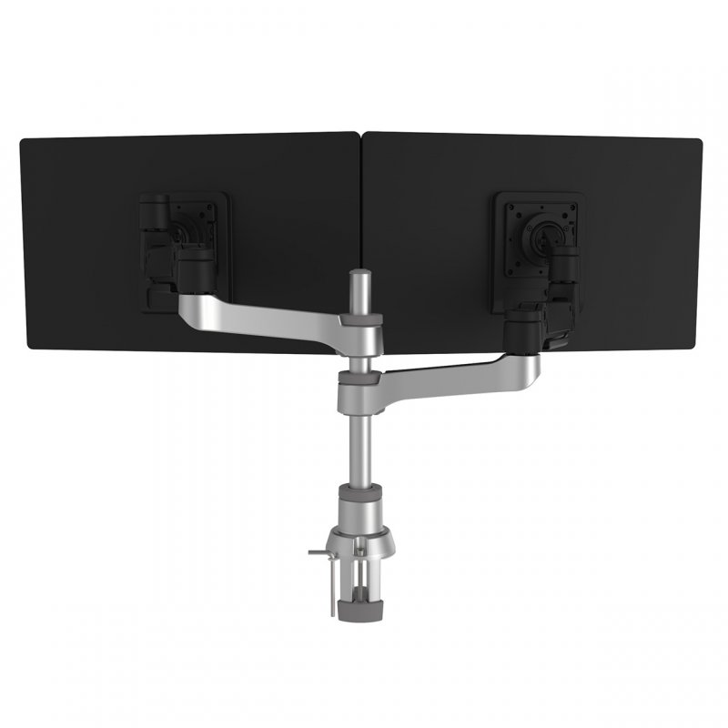 R-Go Tools Caparo 4 R-Go D2, Circulaire Bras double ecran, fixation bureau, ressort à gaz, 3-9 kg, noir-argent, faible 