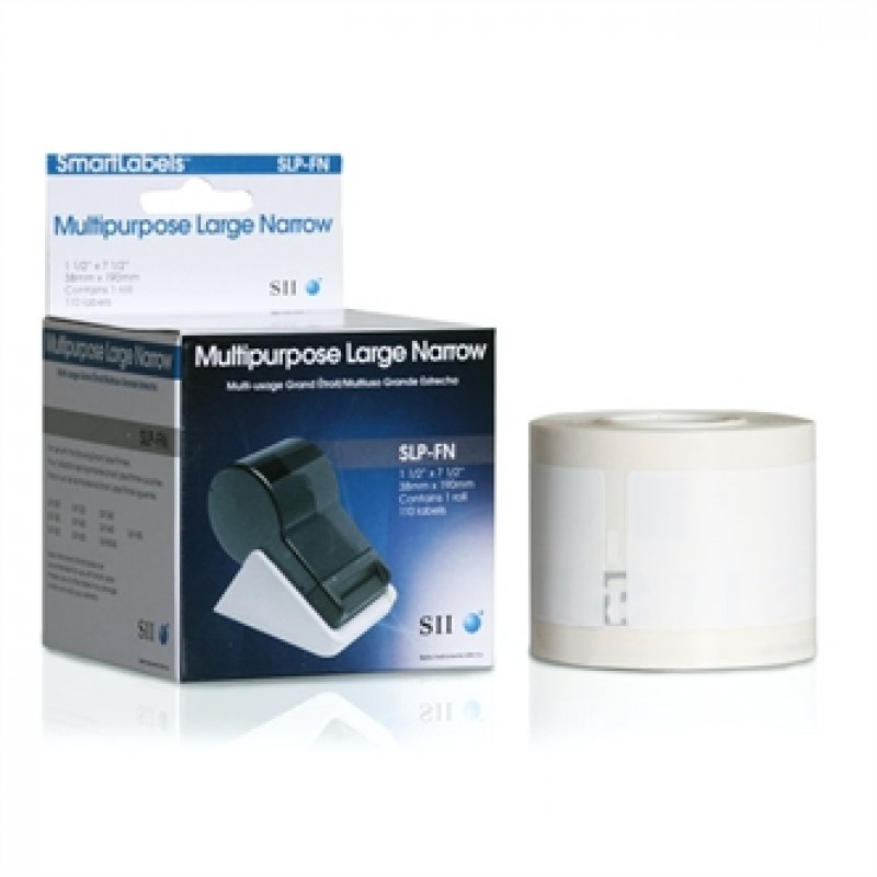 SLP-FN WHITE LABEL 38X190MM 110 LAB/ROLL 1 ROLL/BOX