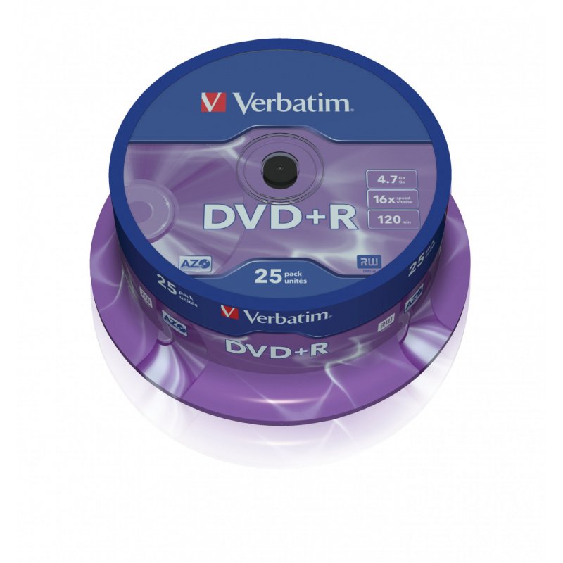DVD+R Verbatim compatible 4,7 Go (Spindle de 25)