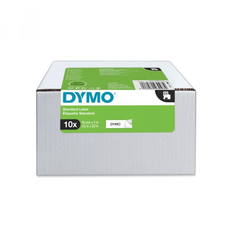 DYMO D1 BK/WHI 12MMX7M 10 PK