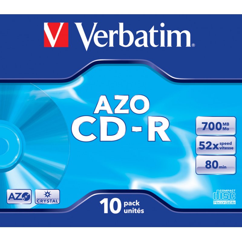 Verbatim CD-R AZO Crystal 700 Mo 10 pièce(s)
