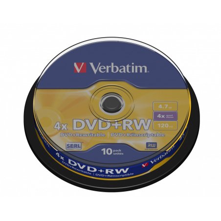 DVD+RW Verbatim compatible 4,7 Go (Spindle de 10)