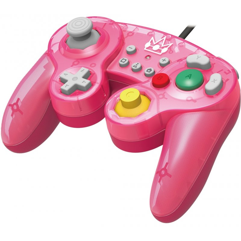 Manette de jeu filaire Hori compatible Battle Pad Peach pour Nintendo Switch (Rose)
