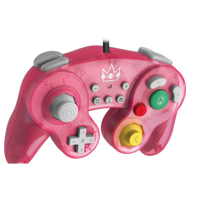 Manette de jeu filaire Hori compatible Battle Pad Peach pour Nintendo Switch (Rose)