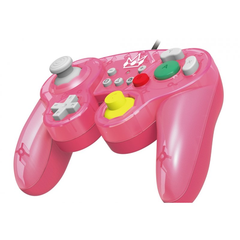 Manette de jeu filaire Hori compatible Battle Pad Peach pour Nintendo Switch (Rose)