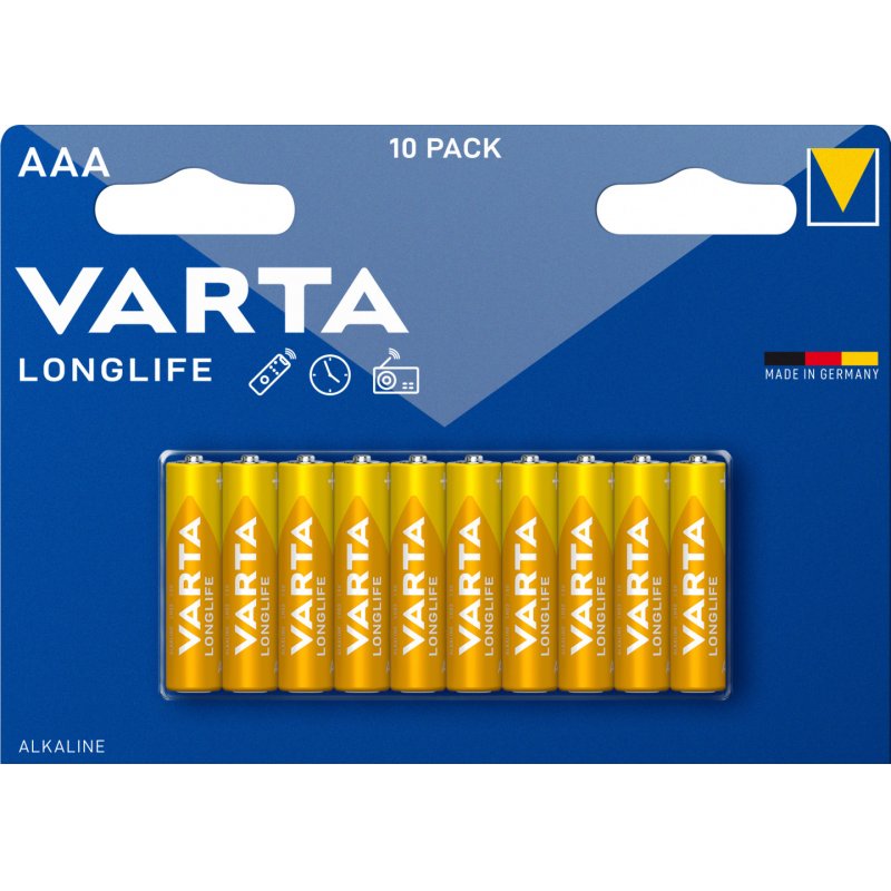 AAA VARTA LongLife Alkaline LR03 1.5V 10Pack