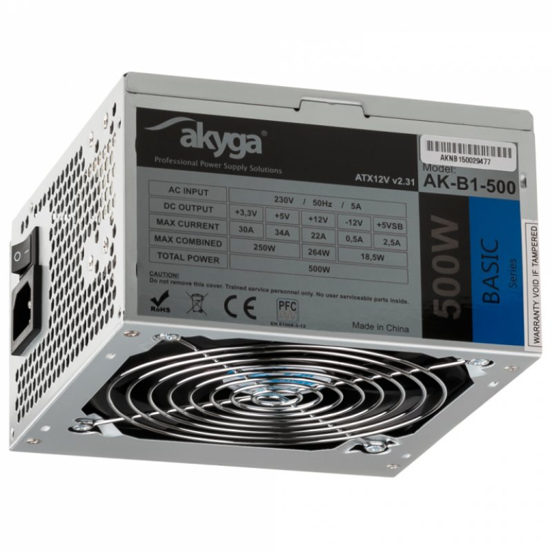 Alimentation ATX Akyga compatible Basic AK-B1 500W