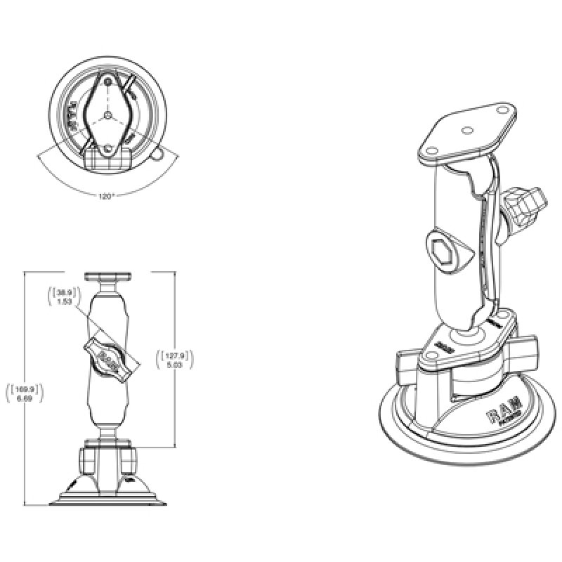 RAM Mounts Twist-Lock Suction Cup Double Ball Mount