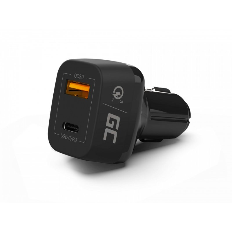 Car Charger 1xUSB-C Power Delivery 1x USB3.0 Quick Charge GreenCell compatible CAD33 12V Black