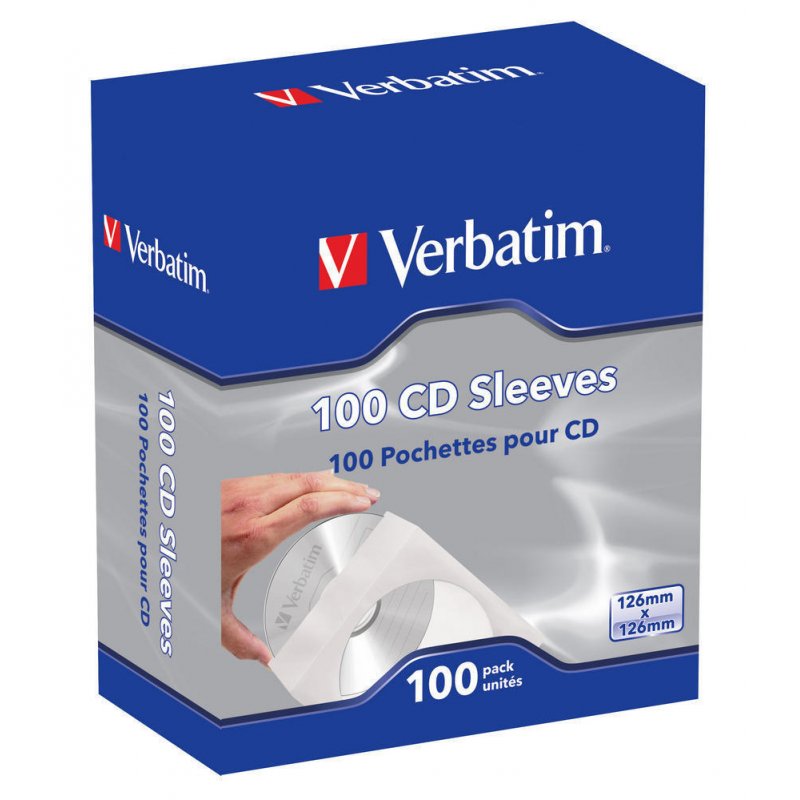 Boite Verbatim compatible de 100 pochettes papier pour CD/DVD