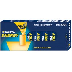 Pack de 10 piles Alcaline Varta compatible Energy type AAA 1,5V (R03)