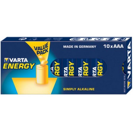 Pack de 10 piles Alcaline Varta compatible Energy type AAA 1,5V (R03)
