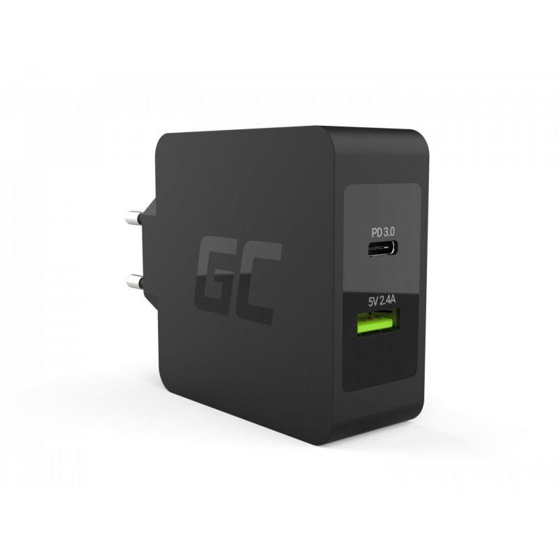 Ladegerät GreenCell compatible Charger USB-C Power Delivery USB3.0 Quick Charge 45W Black