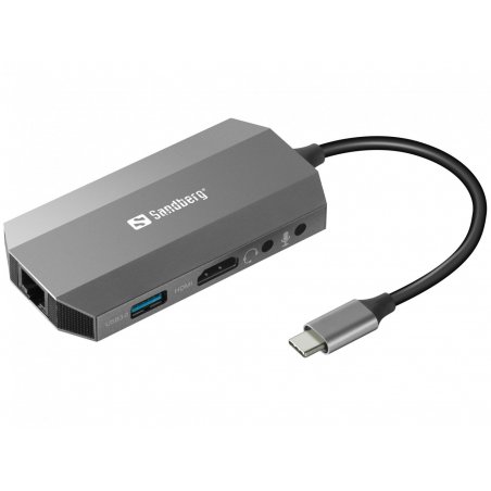 HUB  HDMI/USB2.0/USB3.0/CardReader/Ethernet Sandberg passiv Grey