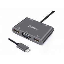 HUB  VGA/HDMI Sandberg Aluminium passiv Grey
