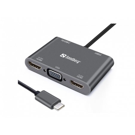 HUB  VGA/HDMI Sandberg Aluminium passiv Grey
