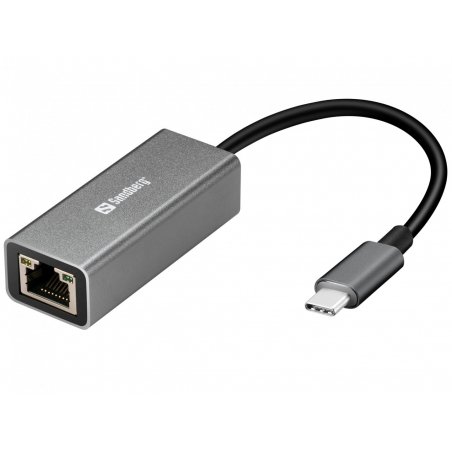KAB Adapter USB-C (ST)  Ethernet (BU) 100Mbps Sandberg Silver