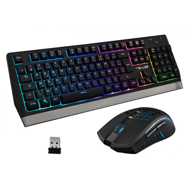The G-Lab Combo Tungsten keyboard Mouse included RF Wireless + USB AZERTY French Black