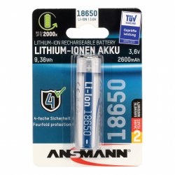 Accumulateur Li-Ion Ansmann type 18650 3,6V 2600mAh