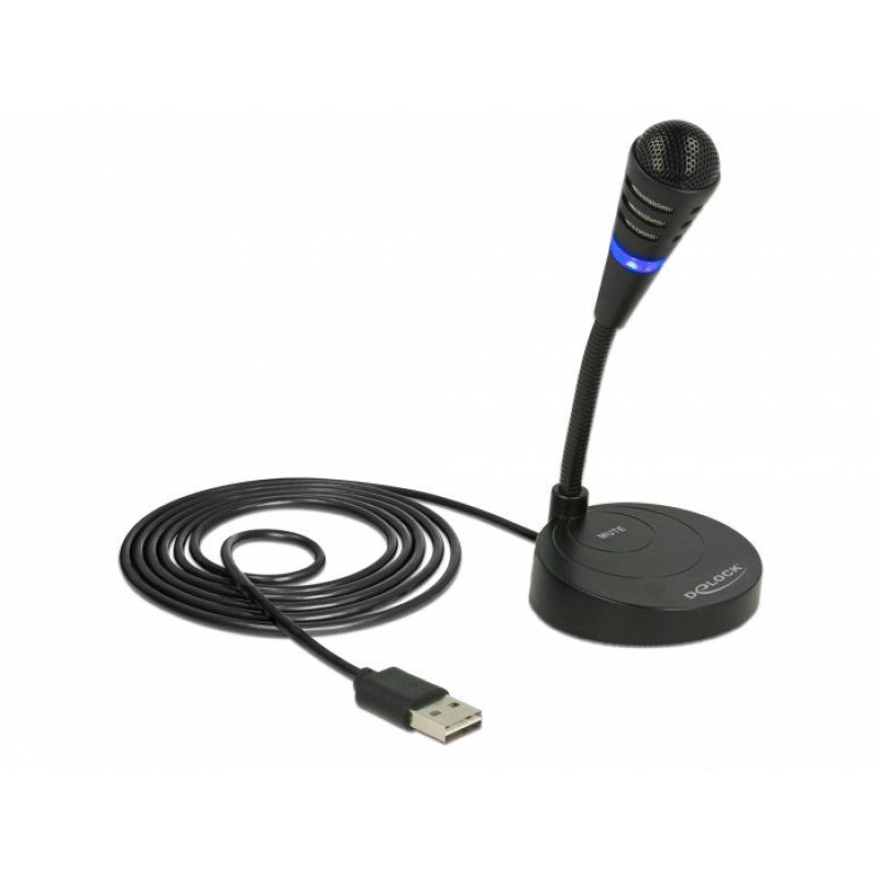 Broadcast Delock compatible USB Mikrofon mit Standfuß und Touch-Mute Taste