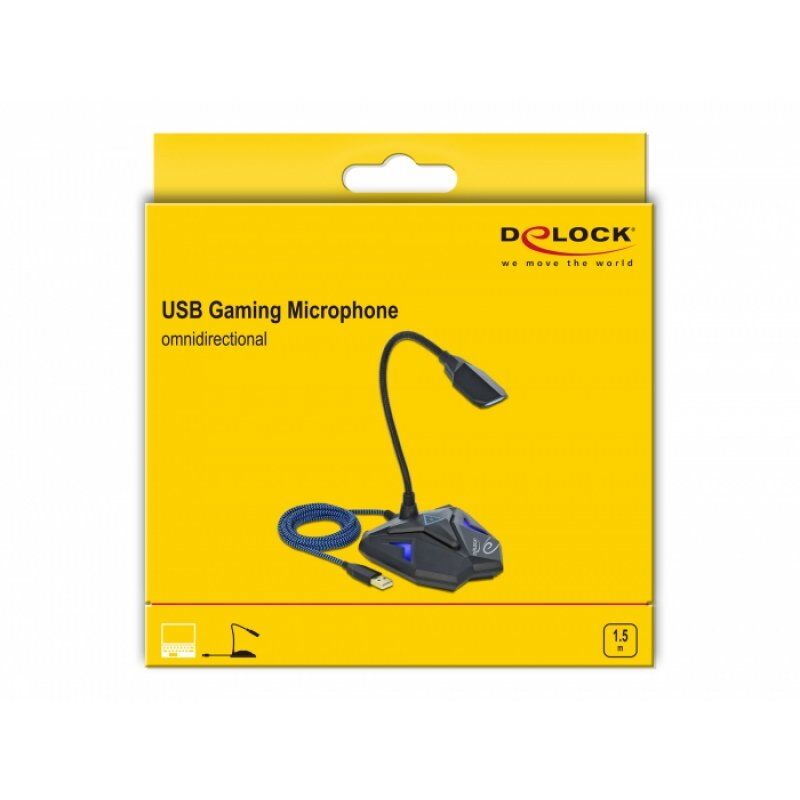 Broadcast Delock compatible Desktop USB Gaming Mikrofon mit Schwanenhals und Mute Button