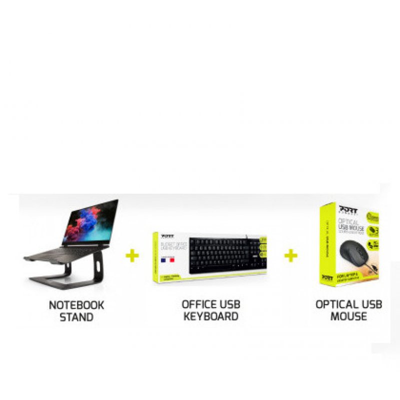 Port Designs 501896 clavier Souris incluse USB Noir