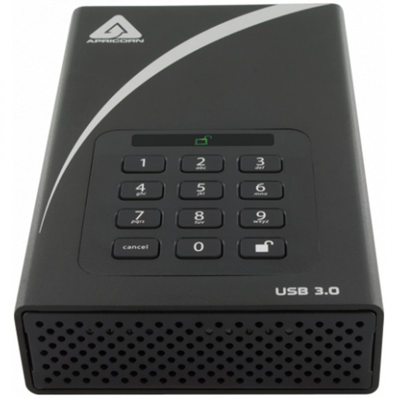 HDD Apricorn compatible Aegis Padlock AES 2,5 12TB USB3.0 ext