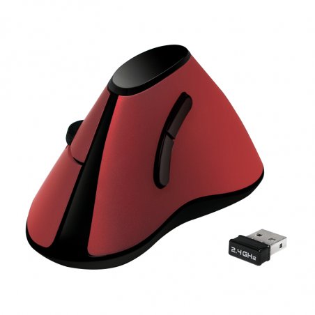 Souris sans fil LogiLink compatible verticale pour droitier (Noir)/Rouge