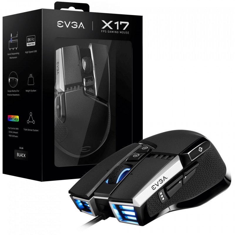 Mouse EVGA compatible X17 Gaming WL black