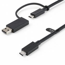 StarTech.com 3ft (1m) USB-C Cable with USB-A Adapter Dongle - Hybrid 2-in-1 USB C Cable w/ USB-A - USB-C to USB-C (10Gbp