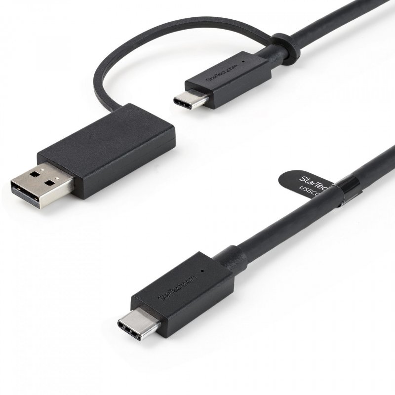 StarTech.com 3ft (1m) USB-C Cable with USB-A Adapter Dongle - Hybrid 2-in-1 USB C Cable w/ USB-A - USB-C to USB-C (10Gbp