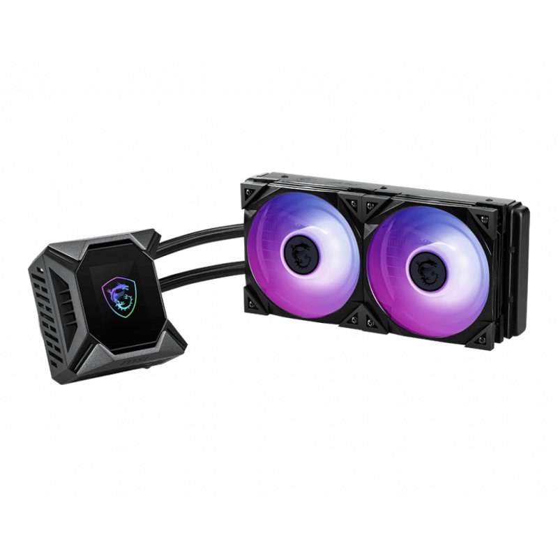 MSI MPG CORELIQUID K240 Liquid CPU Cooler '240mm Radiator, 2.4'' LCD display with fan, 3x 120mm ARGB PWM Fan, Center, Su