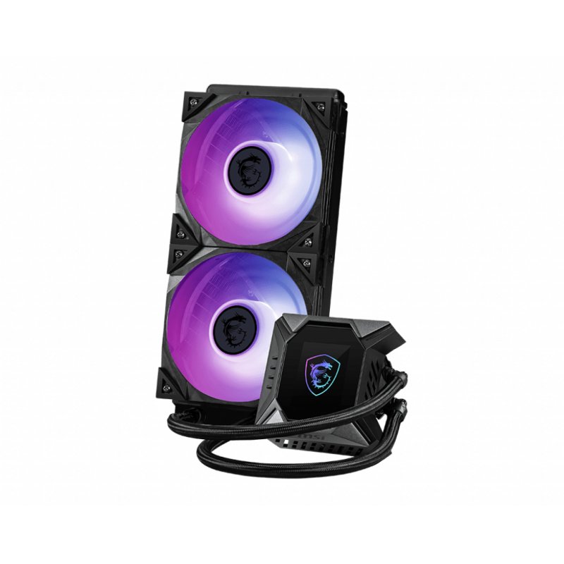 MSI MPG CORELIQUID K240 Liquid CPU Cooler '240mm Radiator, 2.4'' LCD display with fan, 3x 120mm ARGB PWM Fan, Center, Su
