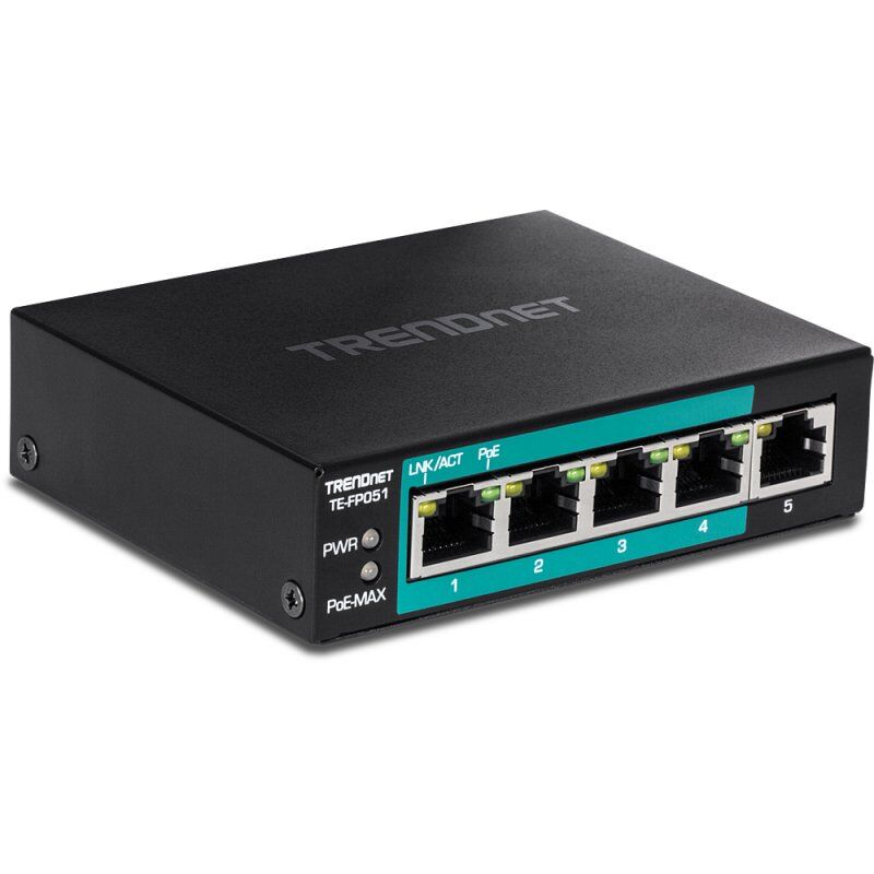 Trendnet TE-FP051 commutateur réseau Non-géré Fast Ethernet (10/100) Connexion Ethernet, supportant l'alimentation vi