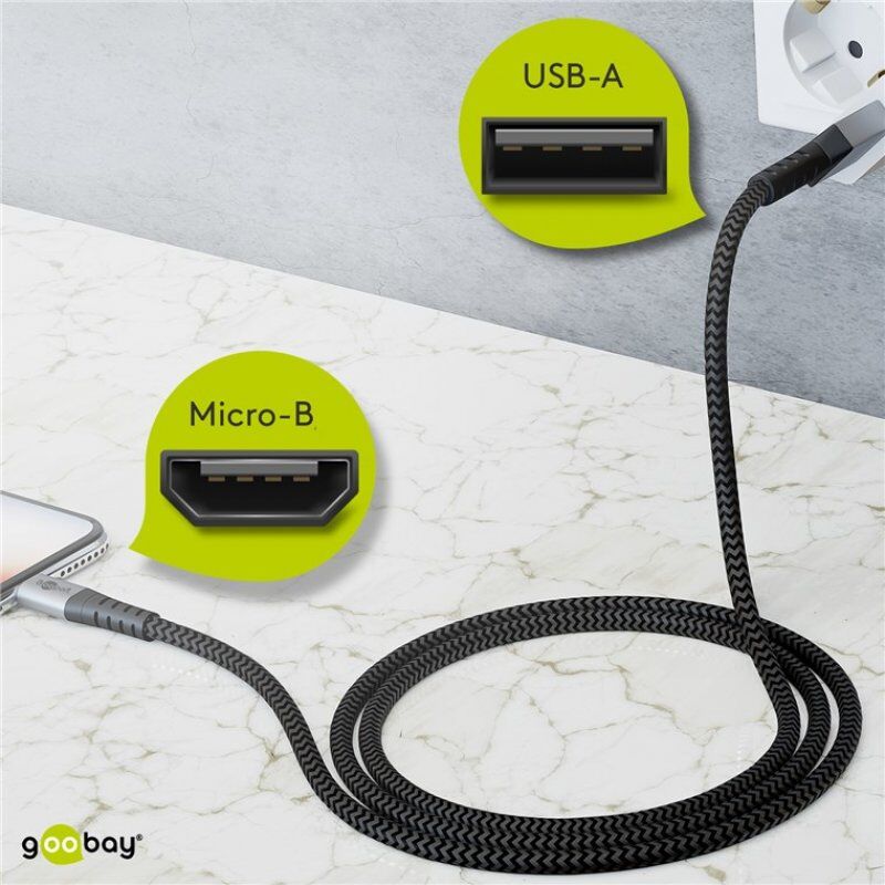 Cable Goobay compatible USB 3.0 vers Micro USB 1m (Gris)