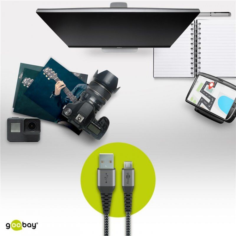 Cable Goobay compatible USB 3.0 vers Micro USB 1m (Gris)