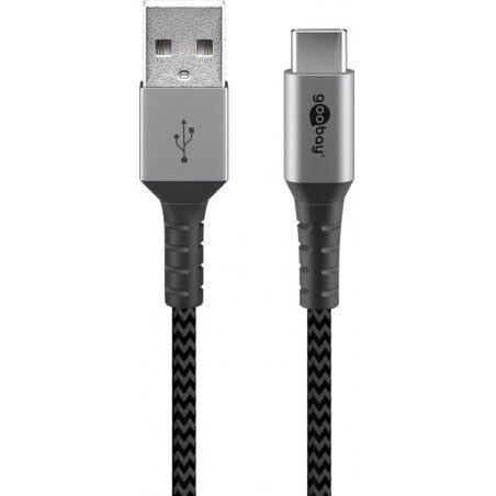 Goobay 49296 USB cable 1 m USB 2.0 USB C USB A Black, Grey